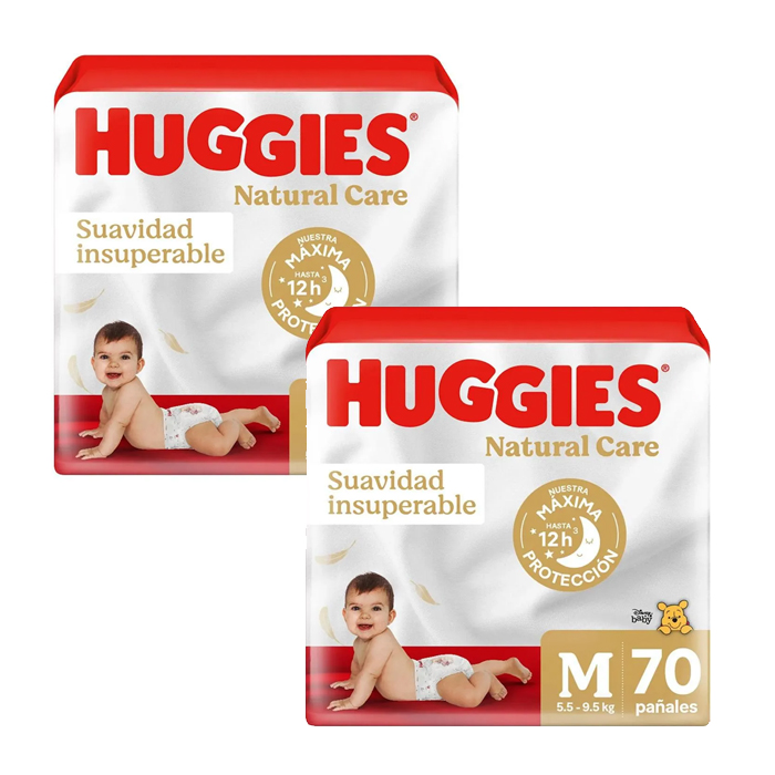 Pañal Huggies Natural Care M - 140 Unidades