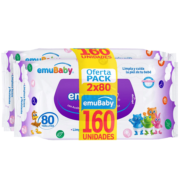 Toalla Húmeda Emubaby 2X80 St (X6) 2