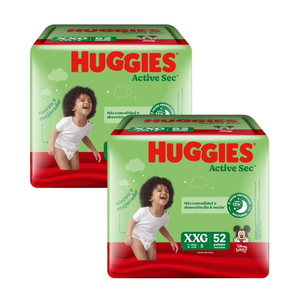Pañal Huggies Active Sec XXG - 104 Unidades