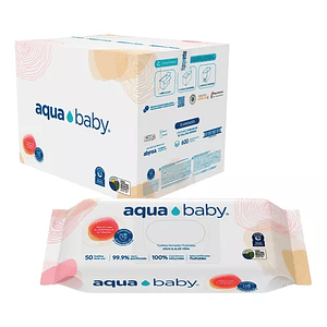 Toalla Húmeda Aquababy toalla 99,9% agua purificada Flushable 50 (x12)