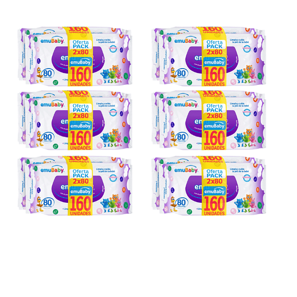 Toalla Húmeda Emubaby 2X80 St (X6) 1