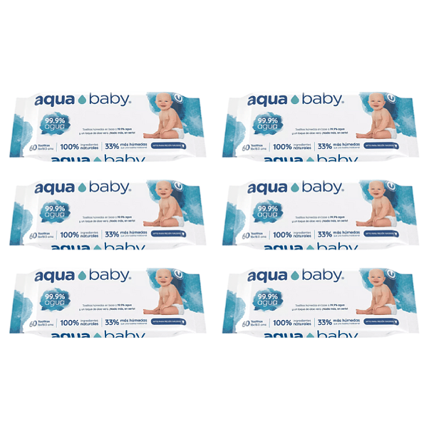 Toalla Húmeda Aquababy 99% Agua 60 (X6) 1