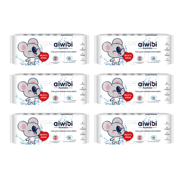 Toalla Húmeda Aiwibi 99% Agua 80 (X6) 1