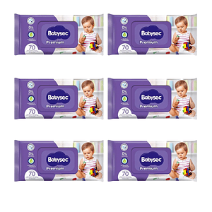 Toalla Húmeda Babysec Premium 0% Alcohol 70 (X6)