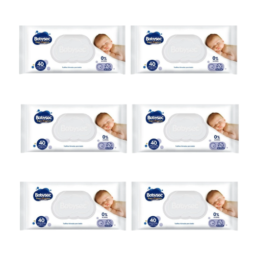 Toallitas Húmedas Babysec Súper Premium 99% Agua 40 - 6 Unidades