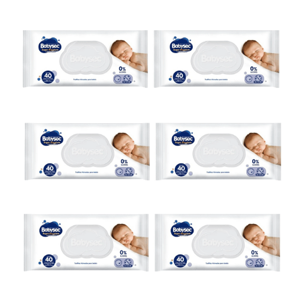 Toalla húmeda Babysec Súper Premium 99% Agua 40 (x6) 1