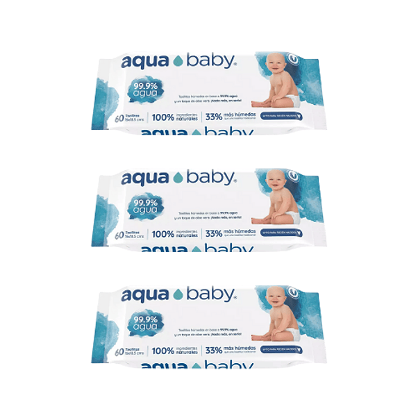 Toalla húmeda Aquababy 99% Agua 60 (x3) 1