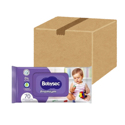 Toallitas Húmedas Babysec Premium 0% Alcohol 70 - 12 Unidades