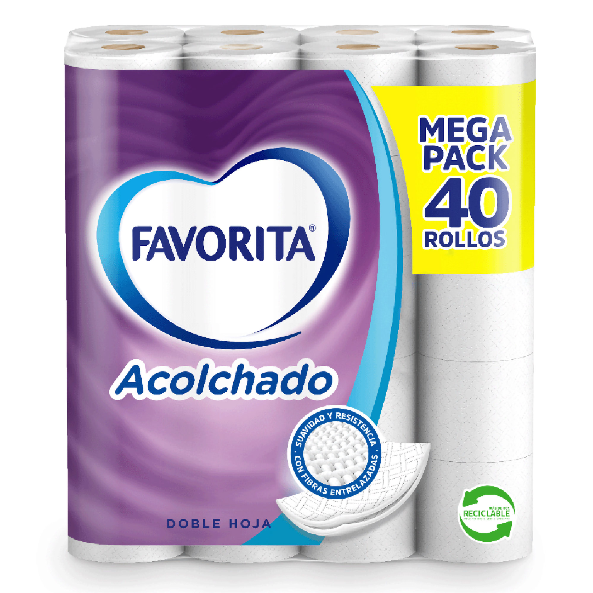 Papel Higiénico Acolchado Doble Hoja Favorita - 40 Rollos