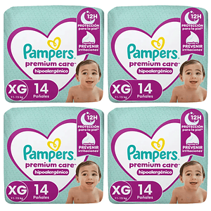 Pañales Pampers Premium Care Talla XG - 56 Unidades