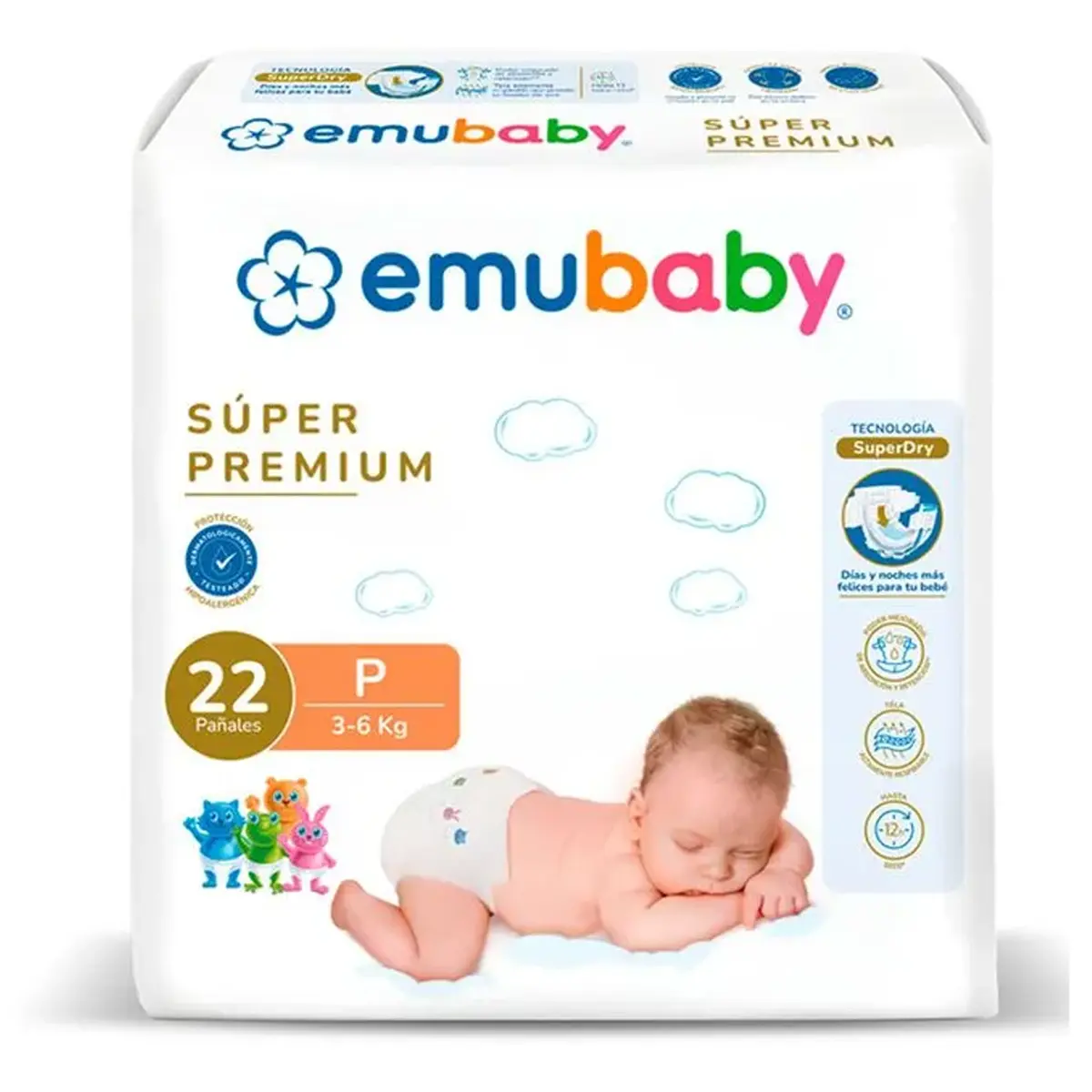 Pañal Emubaby Premium Talla P - 22 Unidades