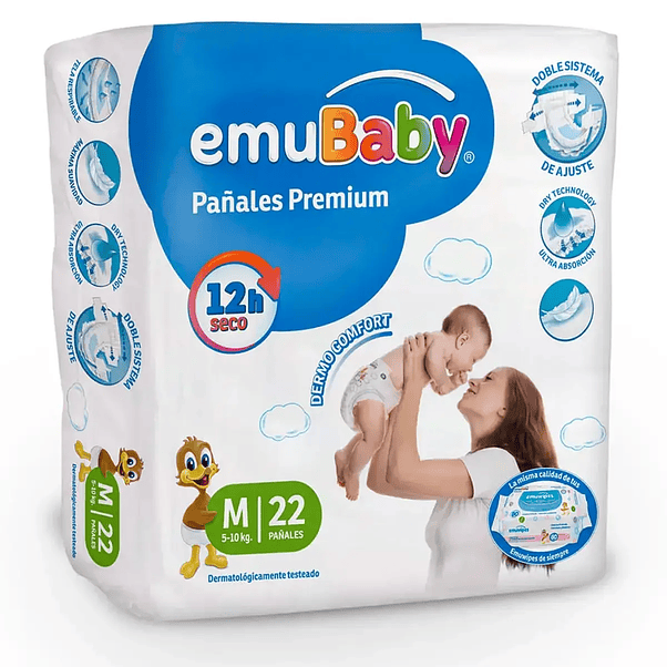 Pañal Emubaby Premium Talla M – 22 Unidades 1
