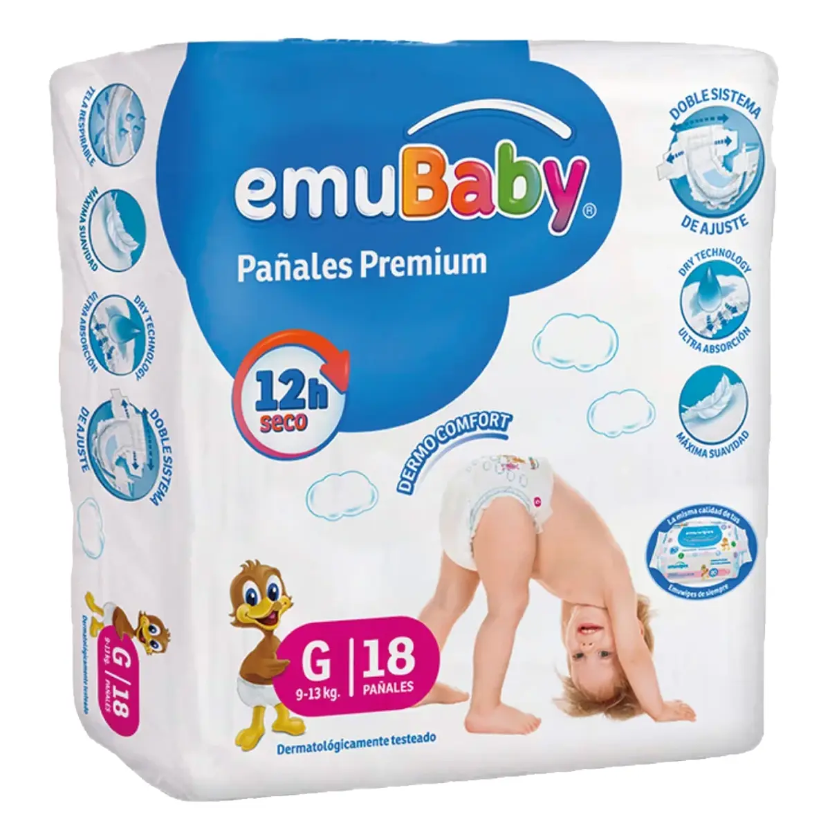 Pañal Emubaby Premium Talla G - 18 Unidades