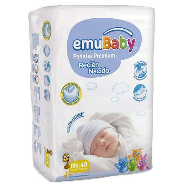 Pañales Emubaby Recién Nacido RN - 40 Unidades 1