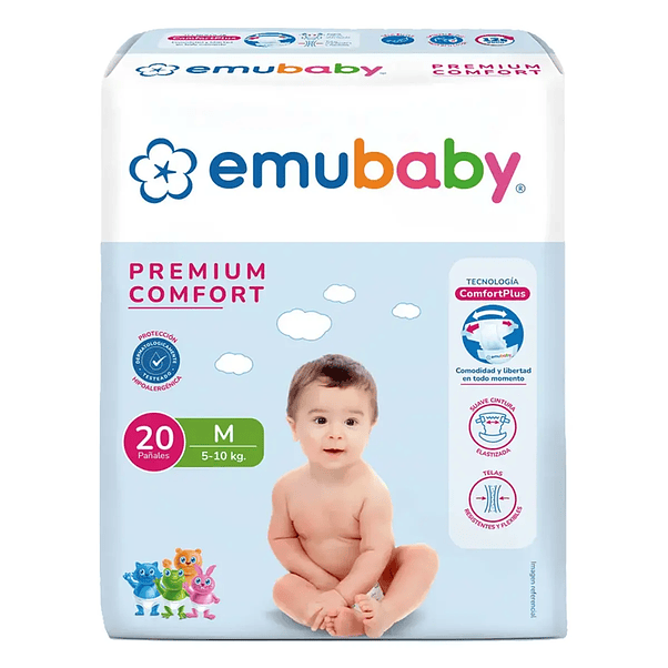 Pañales Emubaby Premium Comfort M - 20 Unidades 1