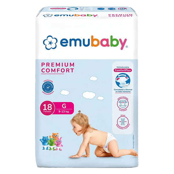Pañales Emubaby Premium Comfort G - 18 Unidades 1