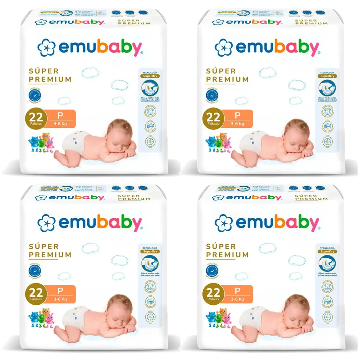 Pañales Emubaby Premium P - 88 Unidades