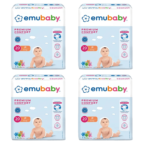 Pañales Emubaby Premium Comfort P - 80 Unidades 1