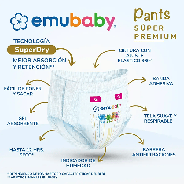 Pañales Emubaby Pants Talla G - 22 Unidades 3