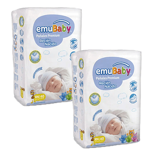 Pañales Emubaby Talla Recién Nacido RN - 80 Unidades