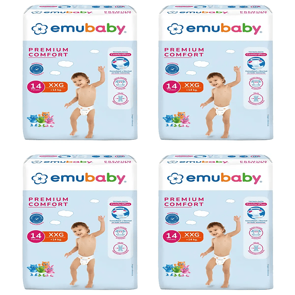 Pañales Emubaby Premium Comfort Talla XXG - 56 Unidades 1