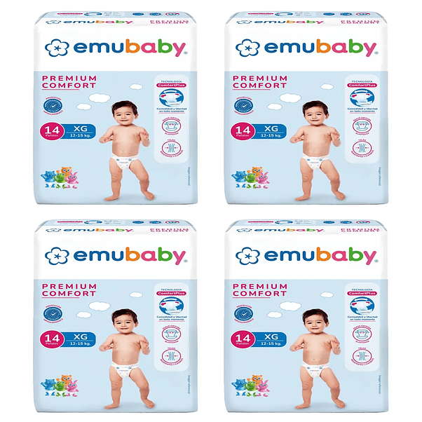 Pañales Emubaby Premium Comfort Talla XG - 56 Unidades 1