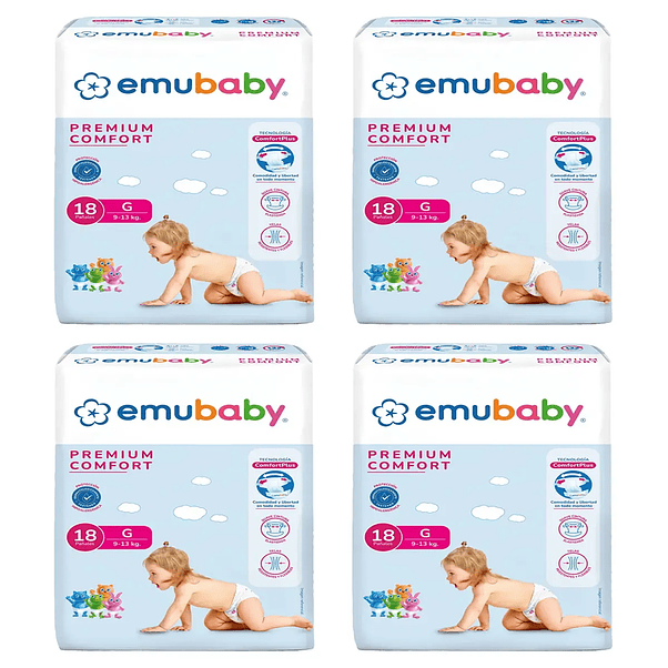 Pañales Emubaby Premium Comfort Talla G - 72 Unidades 1