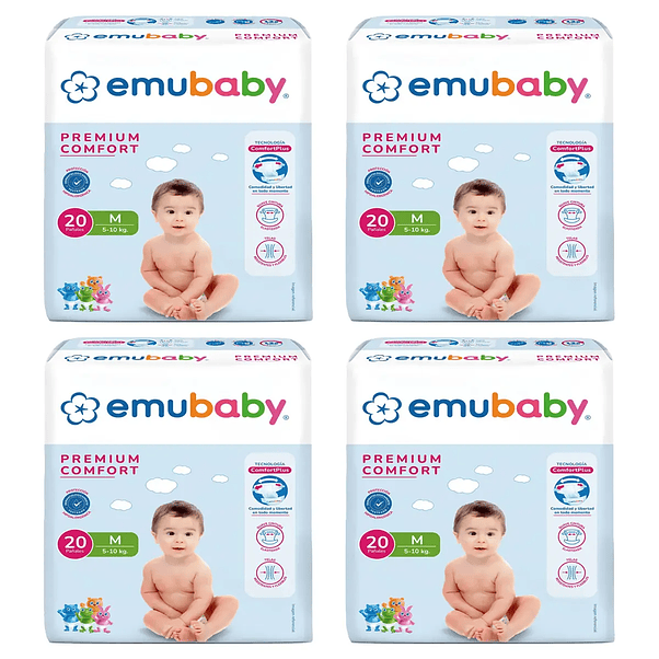 Pañales Emubaby Premium Comfort Talla M - 80 Unidades 1