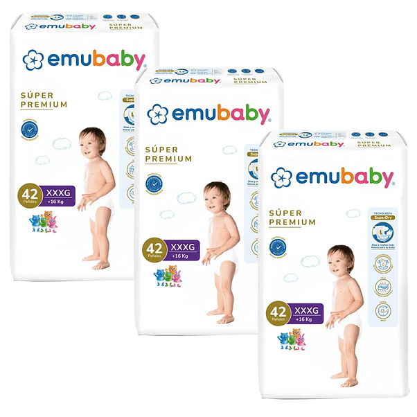 Pañales Emubaby Super Premium Talla XXXG - 126 Unidades 1
