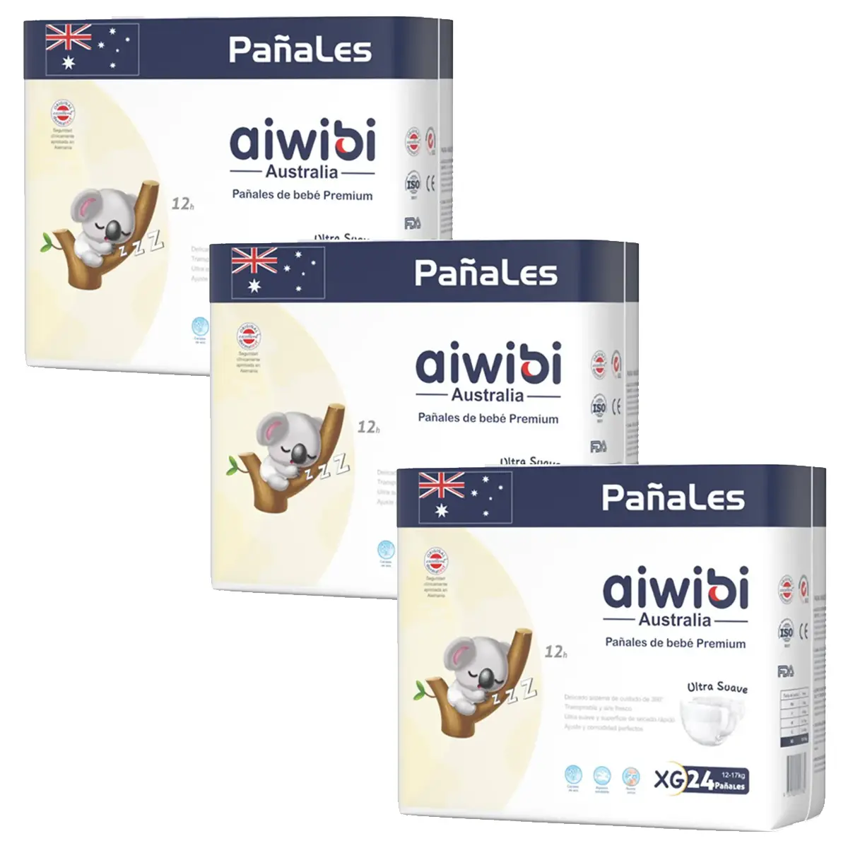 Pañales Aiwibi Premium Talla XG - 72 Unidades