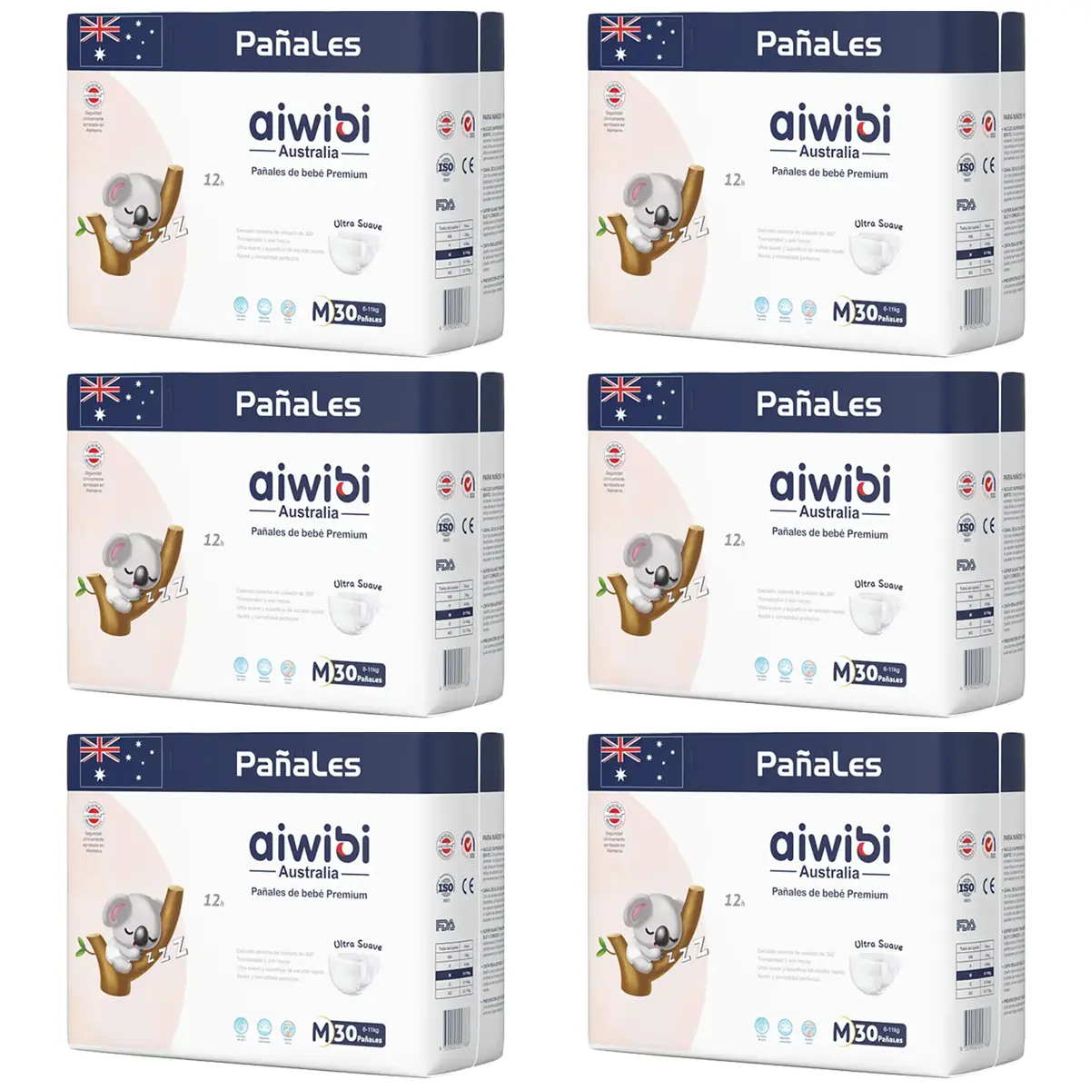 Pañales Aiwibi Premium Talla M - 180 Unidades