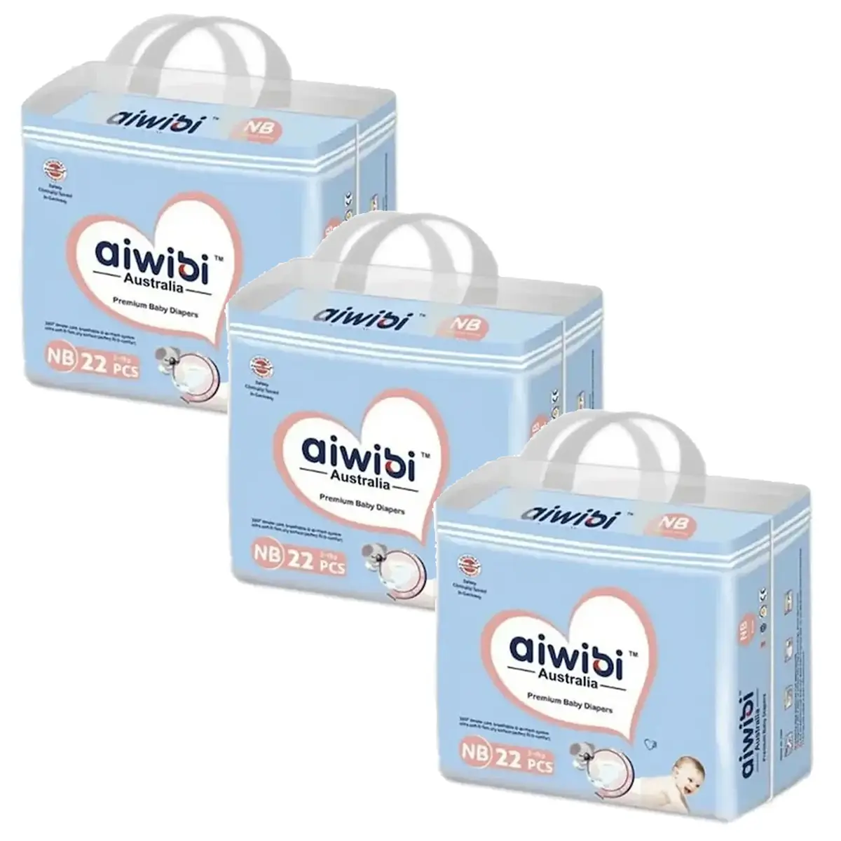 Pañales Aiwibi Premium Talla Recién Nacido RN - 66 Unidades