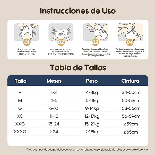 Pañales Aiwibi Premium Talla Recien Nacido RN - 66 Unidades 3