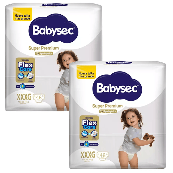 Pañales Babysec Super Premium Talla XXXG - 96 Unidades 1