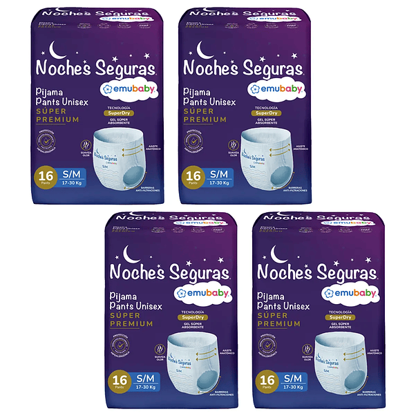 Pañales Emubaby Noches Seguras Talla S/M - 64 Unidades 1