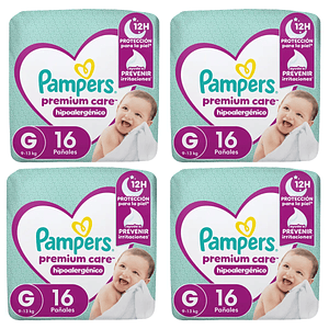 Pañales Pampers Premium Care Talla G - 64 Unidades