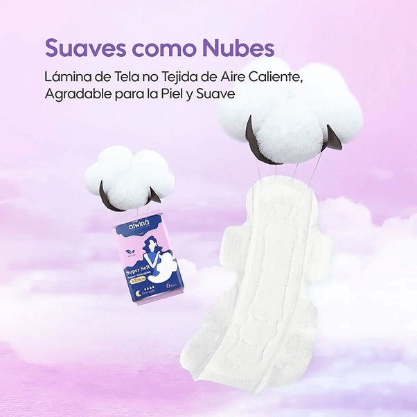 Toallas Higiénicas Aiwina Super Soft de Noche - 6 Unidades 2