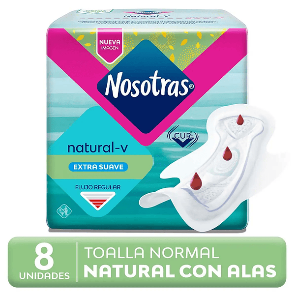 Toallas Higiénicas Nosotras Natural Normal con Alas - 8 Unidades 2