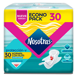 Toallas Higiénicas Nosotras Protección con Alas - 30 Unidades
