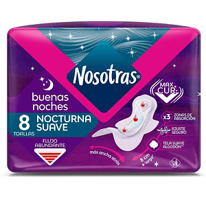 Toalla Higiénica Nosotras Nocturna Suave - 8 Unidades