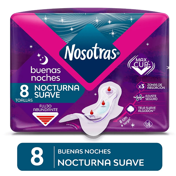 Toalla Higiénica Nosotras Nocturna Suave - 8 Unidades 2