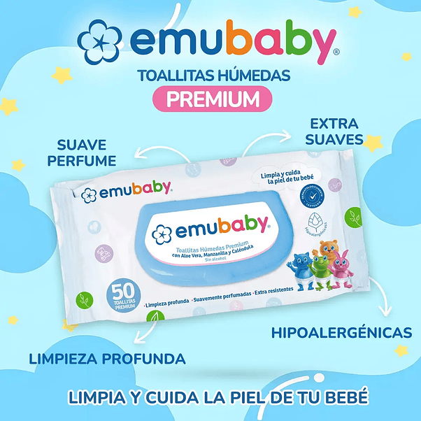 Toallitas Húmedas Emubaby Premium 3x10 Unidades 3