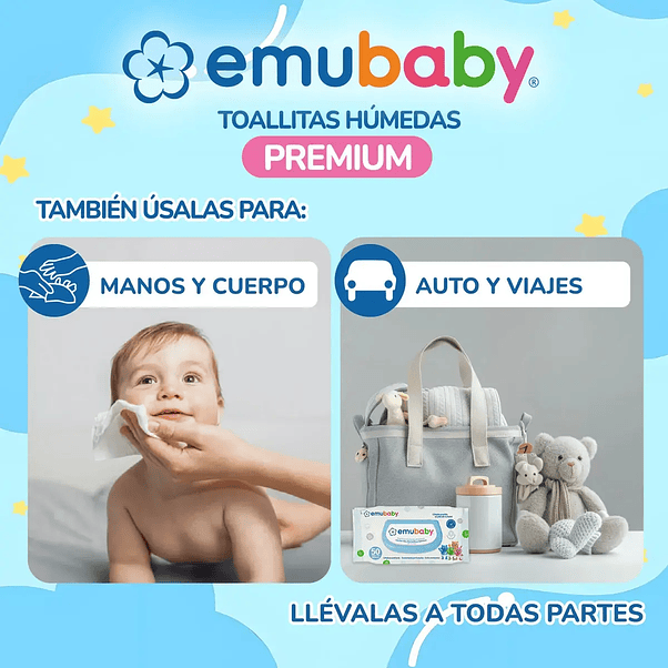 Toallitas Húmedas Emubaby Premium 3x10 Unidades 4