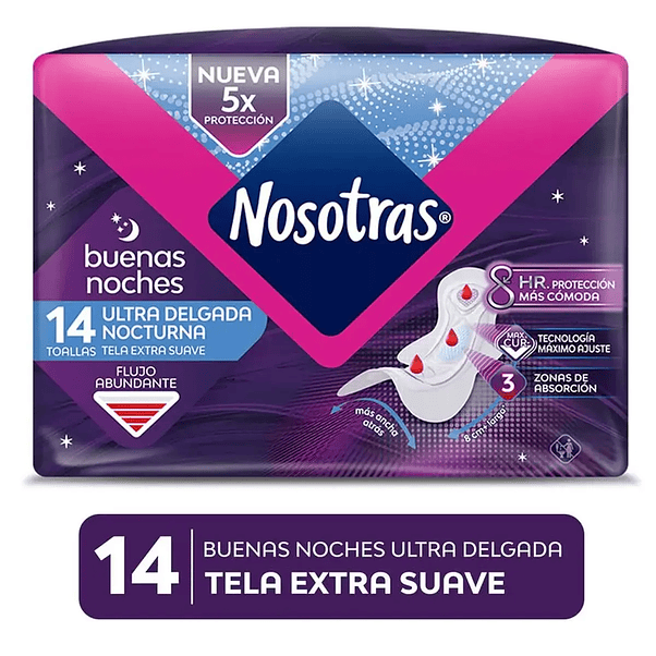 Toalla Higiénica Nosotras Buenas Noches Ultradelgada - 14 Unidades 2