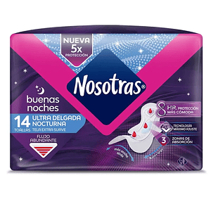 Toalla Higiénica Nosotras Buenas Noches Ultradelgada - 14 Unidades