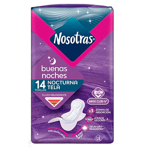 Toalla Higiénica Nosotras Buenas Noches Tela - 14 Unidades