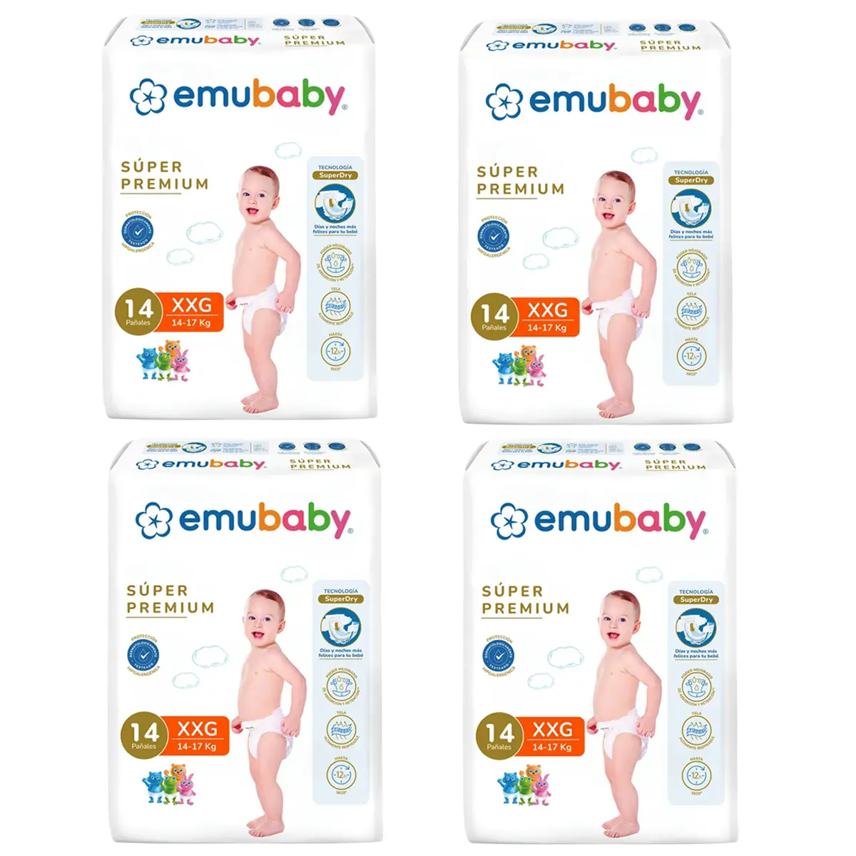 Pañales Emubaby Premium XXG - 56 Unidades