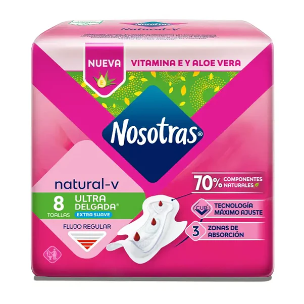 Toalla Higiénica Nosotras Natural-V Ultra Delgada - 8 Unidades 1
