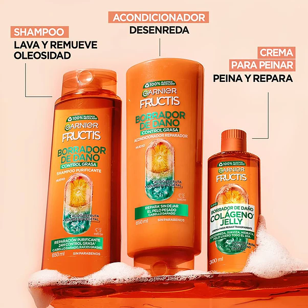 Acondicionador Garnier Fructis Borrador de Daño Control Grasa - 350 ml 5