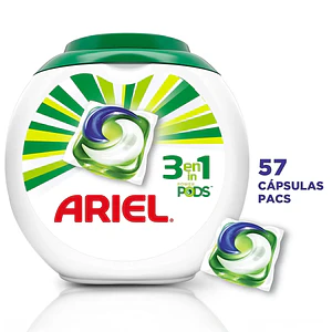 Detergente Ariel Pods 3 en 1 - 57 Cápsulas